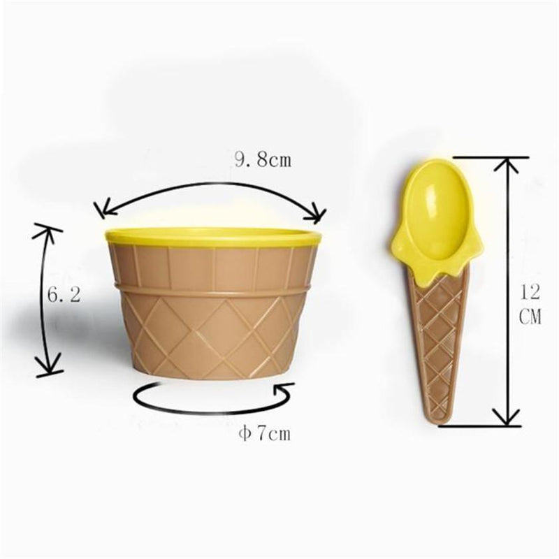 1pcs reusable cute ice cream bowls and spoons a wonderful gift Children love