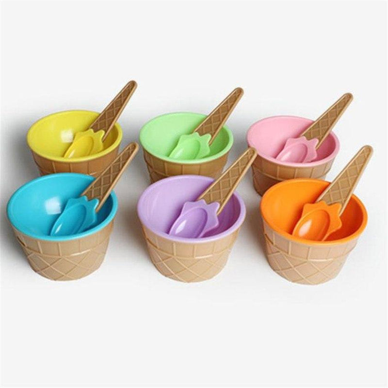 1pcs reusable cute ice cream bowls and spoons a wonderful gift Children love