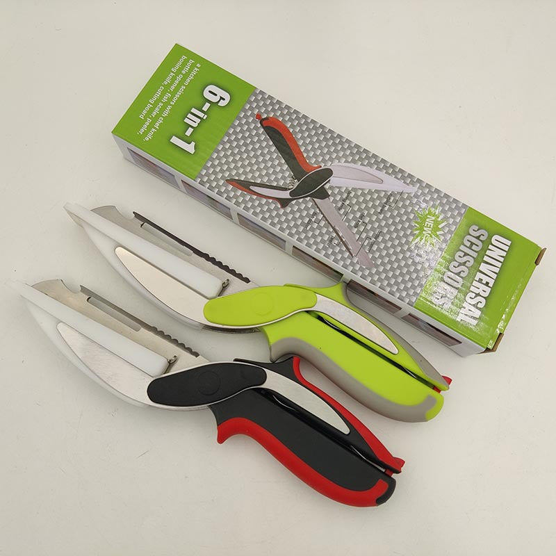 Stainless Steel Smart Scissors Six-In-One Multi-Functional Kitchen Fruit And Vegetable Scissors Chicken Bone Scissors Camping Picnic Vegetable Cutting Scissors