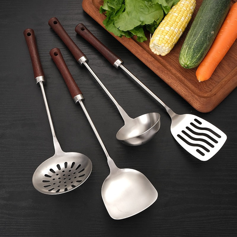 304 Stainless Steel Kitchen Utensil Set with wooden handle New design Kitchen Gadgets Cookware